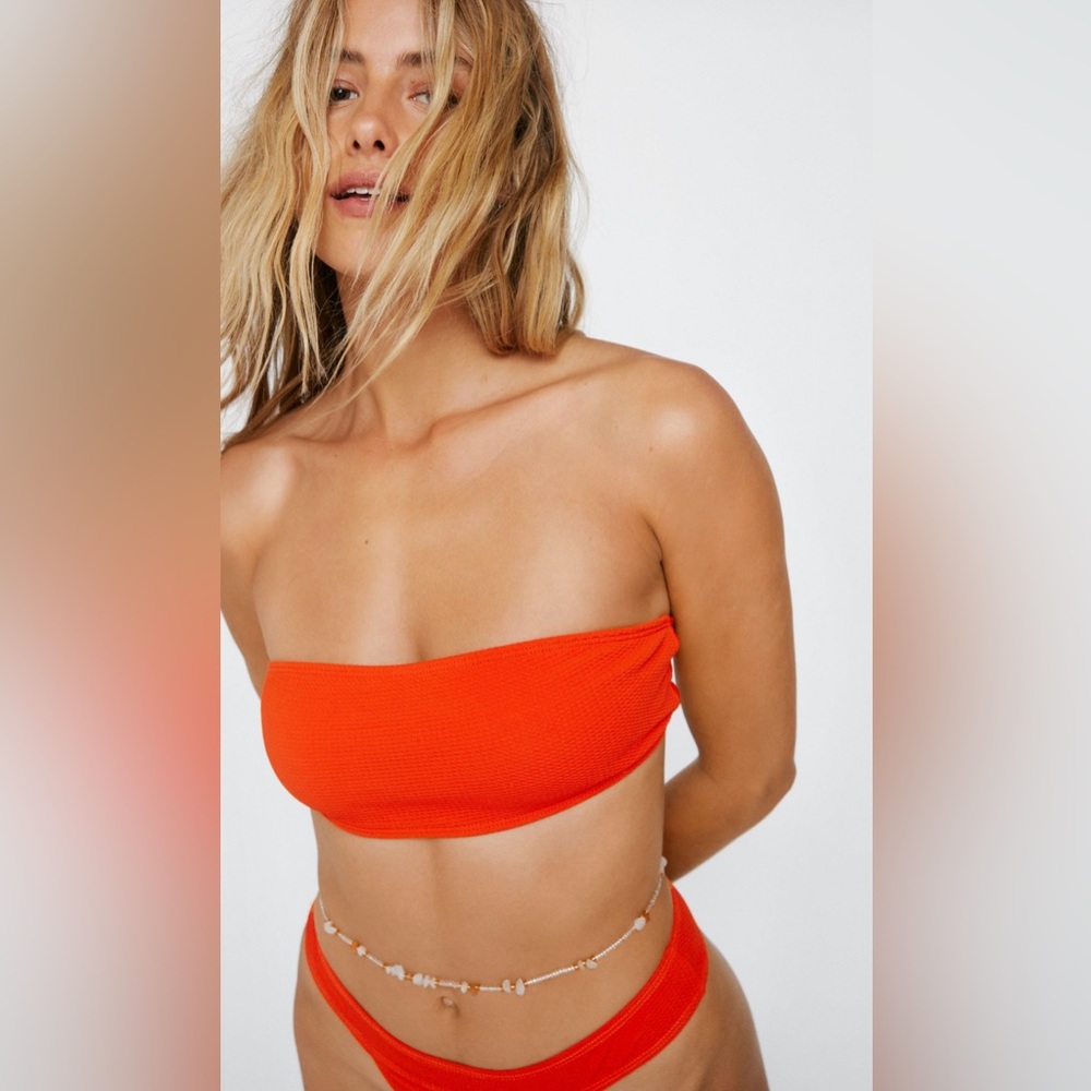 Nasty Gal Textured Bandeau Bikini Top